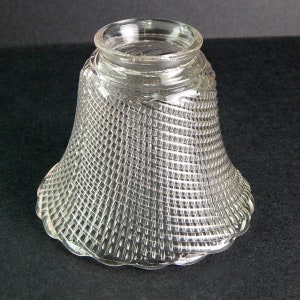 2 1/4 (2.25) Inch Vintage Swirl Ribbed Bell Shaped Glass Light Fixture Shade.