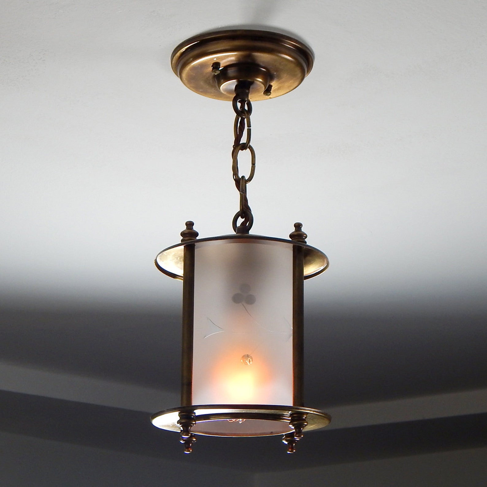 Restored Vintage Pendant Ceiling Light Fixture Etsy