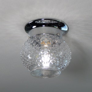 Flush Mount Hobnail Glass Ceiling Light Fixture Vintage Glass Shade New Fixture Base