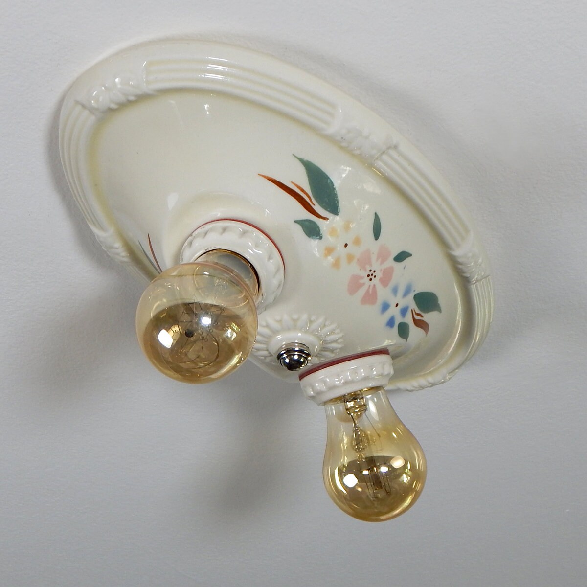Vintage 1930s Flush Mount Porcelain Ceiling Light Fixture Etsy UK