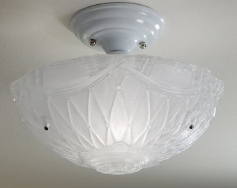 Semi-Flush Beaded Chain Ceiling Light. Vintage Shade. New Fixture