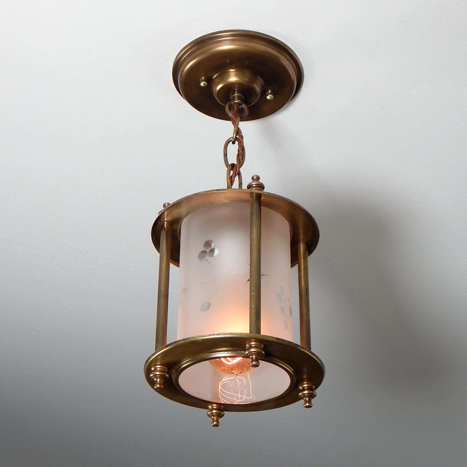 Restored Vintage Pendant Ceiling Light Fixture Etsy