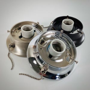 3 1/4 Inch Flush Mount Fixture Fitter / Shade Holder Pull Chain