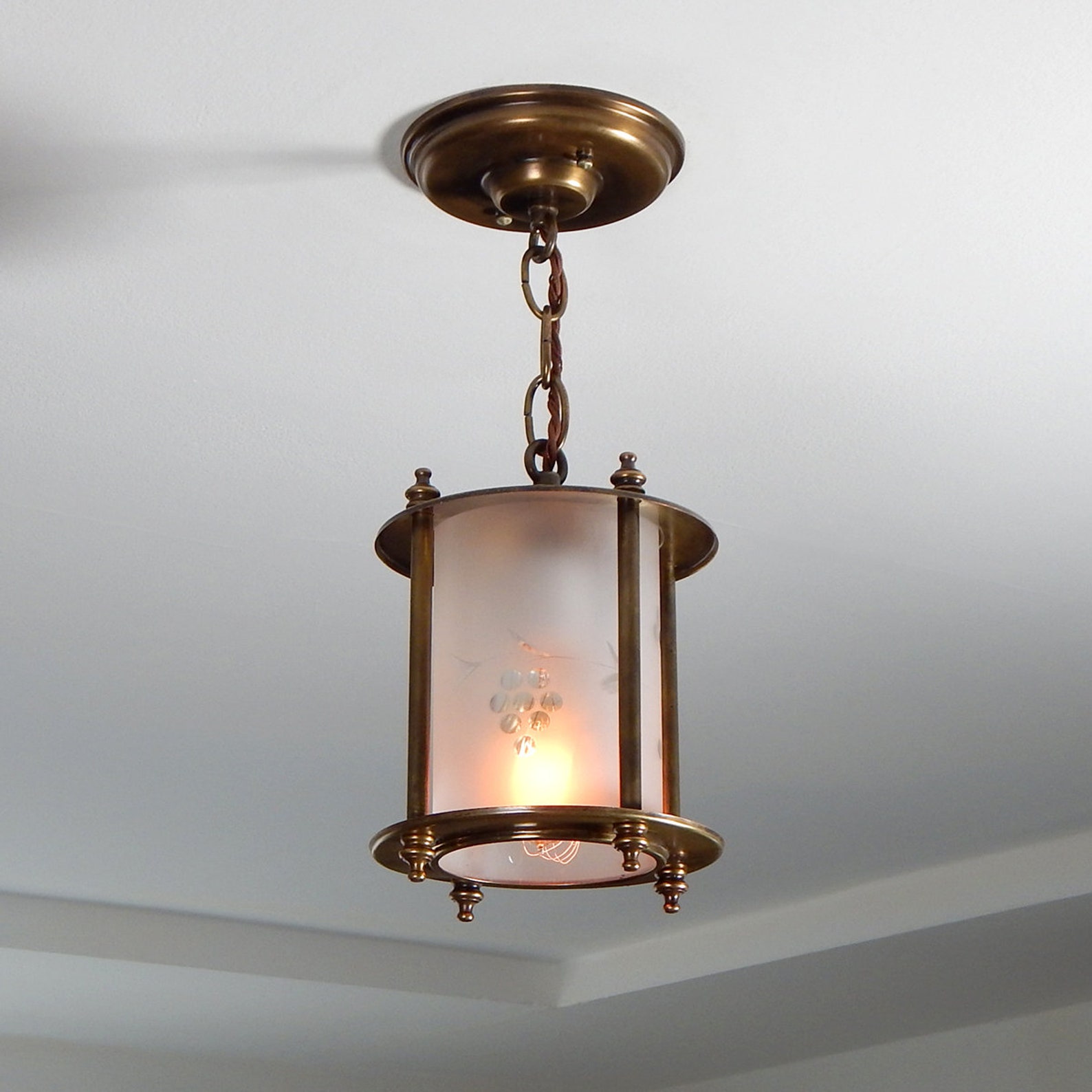 Restored Vintage Pendant Ceiling Light Fixture Etsy