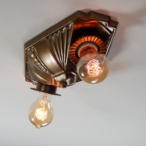 Vintage Flush Mount Machine Age Ceiling Light Fixture