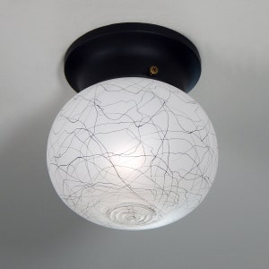 Mid-Century Modern Flush Mount Ceiling Light Fixture Vintage Glass New Fitter