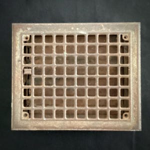 Antique Steel Heat Floor Register Square Grid Grate Working Louver Damper 1900s