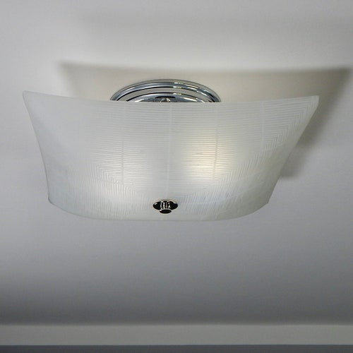 Semi-Flush Mount sales Ceiling Light Fixture. Vintage Glass Shade. New Custom Made Fixture.
