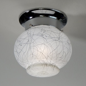 Flush Mount Ceiling Light Vintage 1950s Glass Shade New Fixture