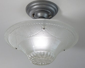 Semi-Flush Beaded Chain Ceiling Light Vintage Glass New Fixture