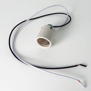 Medium Base Glazed Porcelain Socket w/ Hickey 18 or 30 Inch Leads