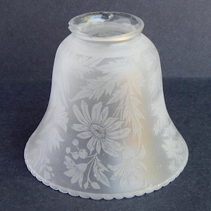 2 1/4 (2.25) Vintage Etched Bell Shaped Glass Light Fixture Shade