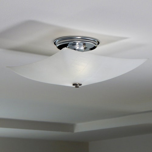Semi-Flush Mount sales Ceiling Light Fixture. Vintage Glass Shade. New Custom Made Fixture.