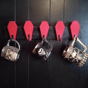 Reclaimed Wood Coffin Wall Hooks: Gothic Entryway Storage