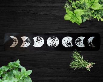 Floral Moon Phase Wood Sign: Witchy Gothic Wall Decor