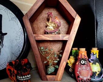 Mini Stained Coffin Shelf: Gothic Halloween Decor, Crystal Display