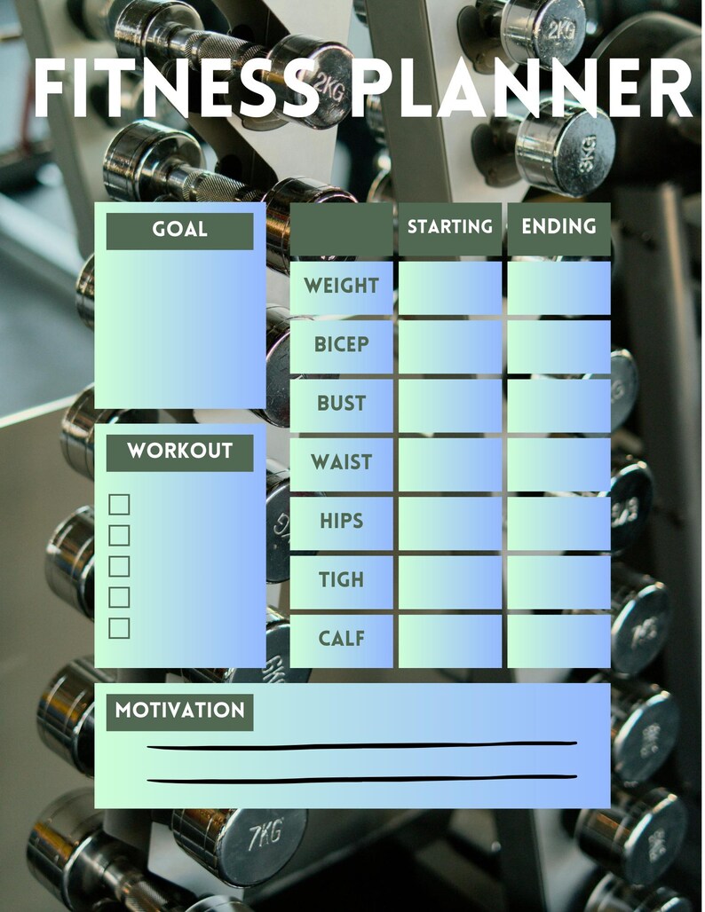 Printable Fitness Planner | Workout Tracker, Gym Log, Exercise Journal ...