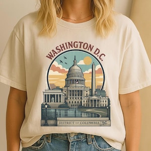 Shirt Washington DC, vintage DC grafisch T-shirt, zacht reisshirt, Comfort Colors® retro Washington DC-souvenir, esthetisch VS-cadeau voor reiziger