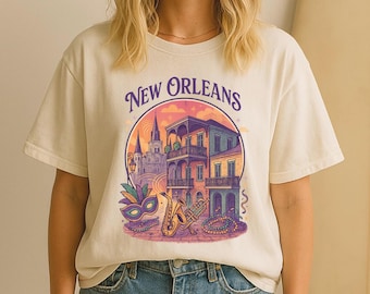 Retro New Orleans T-shirt: Vintage French Quarter Comfort Colors Tee