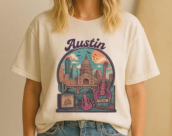 Austin Texas Graphic Tee: Comfort Colors Vintage Travel Shirt