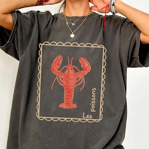 Hummer-Grafik-T-Shirt, Comfort Colors® T-Shirt, französisches Küsten-Distressed-Shirt, übergroßes Coquette-Ästhetik-Shirt, Geschenk für nautische Fischer