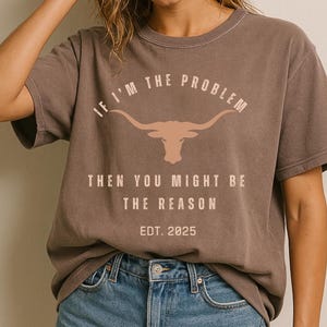 If I'm The Problem Then You Might Be The Reason Shirt, Comfort Colors®Western Shirt, Retro T-Shirt, Country Music Concert Shirt, Vintage Tee