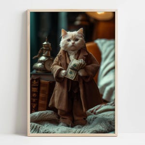Sfondo di gatto divertente Download digitale Sfondo del telefono Affari Umorismo Ufficio Decorazione Arte murale Gatto Meme Regalo digitale per gli amanti del trambusto Sfondo