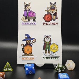DnD Roll: Party | Large Sticker Sheet | D20 Cat Collection
