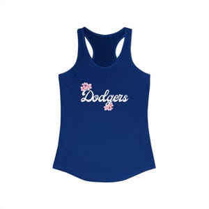Camiseta sin mangas estilo racerback para mujer de los Dodgers de Los Ángeles – Top deportivo floral de verano (60% algodón)