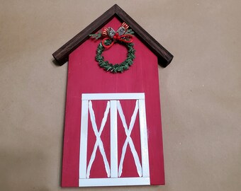 Wooden Christmas Barn, Winter Wooden Houses Ornaments, Wood Decor