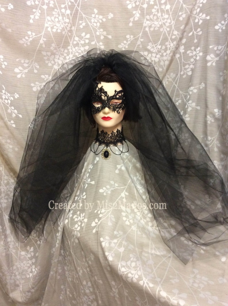 Halloween Gothic Bride 30 inch Bridal Veil Black Wedding Etsy