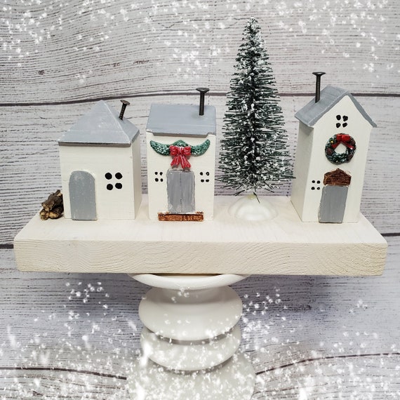 Miniature Houses, Winter Wooden Houses Ornaments, Tiny Houses, Wood Decor Il_570xn