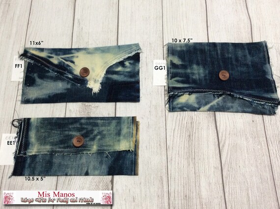 Upcycled Denim Pouch/Bag/Clutch/Purse/Wallet All One-of-a-Kind Distressed Jean Snap Wallet Gift Il_570xn