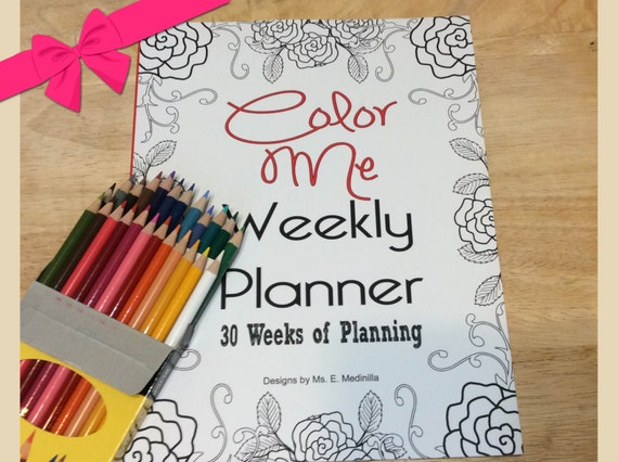 Weekly Planner Coloring Book 30 weeks of planning and | Etsy