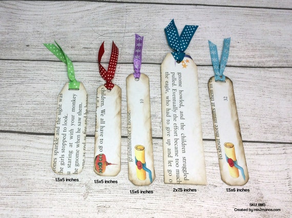 Upcycled Bookmarks made from the recycled book Set of 5, Upcycled bookmark, Repurposed One-of-a-Kind book markers SKU: BM3 Il_570xn