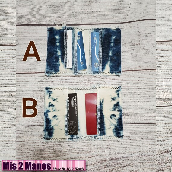 Upcycled Denim Double Pocket Card Holders All One-of-a-Kind Distressed Jean Gift / Acid Wash Il_570xn