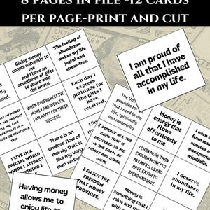 Cartes imprimables de mantra avec affirmation de l'argent
