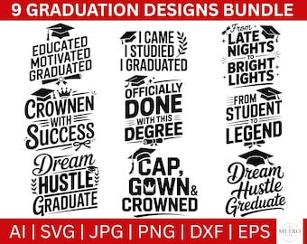 9 Graduation 2026 SVG Bundle, Senior Class Cut Files (Instant Download)