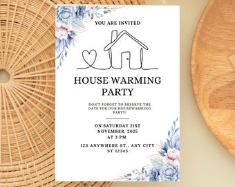 Editable Housewarming Invitation, Housewarming Party Invite, Modern Minimalistic, Home Sweet Home, New Home Card, Printable Template