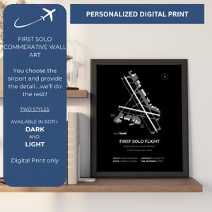 First Solo Flight Digital Print, Customizable Detailed Airport Map, Pilot Gift, ANY AIRPORT, First solo gift
