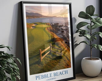 Pebble Beach 7th Hole Golf Print: Coastal Golf Decor Wall Art