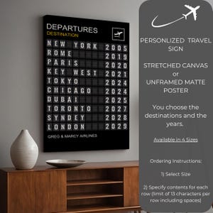 Personalized Airport Departure Board Canvas Print: Custom Travel Wall Art