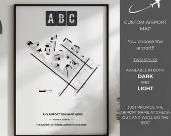 Custom Airport Map Print: Personalized Aviation Wall Art, Pilot Gift