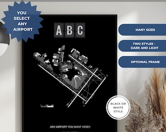 Custom Airport Map Print: Personalized Aviation Wall Art, Pilot Gift