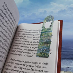 Claude Monet Water Lily Pond Bookmark - Elegant Aluminum Page Holder for Art Lovers