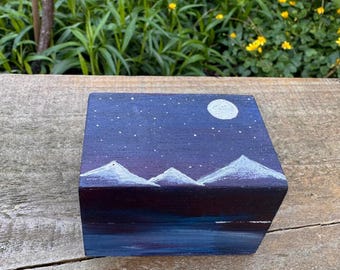 Hand Painted Mountain Wooden Trinket Box