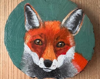 Fox Wood Slice - Hand Painted Woodland Ornament