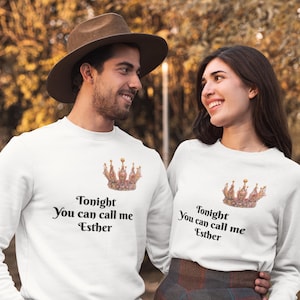 Purim Crown Long Sleeve Tee, Unisex Funny Queen Esther Costume Shirt, Jewish Holiday Clothing, Persia Theme Purim Top, Purim 2025 Gift,