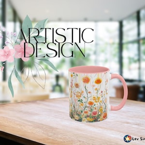 Floral Accent Coffee Mug | Vibrant Flower Design for Tea Lovers & Mother&#39;s Day Gift, Perfect Kitchen Decor, Spring Vibes
