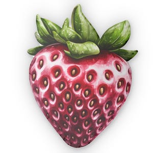Strawberry Pillow - Adorable Fruit Shaped Cushion, Kawaii Home Decor Accent, Cute Pillow for Kids & Adults